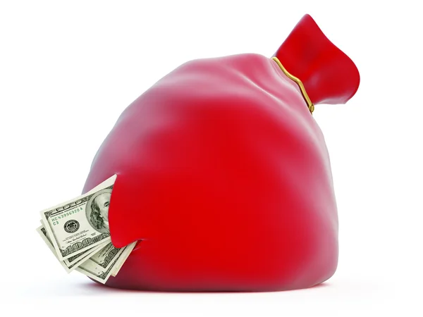 Santa's bag, dollar — Stock Photo, Image