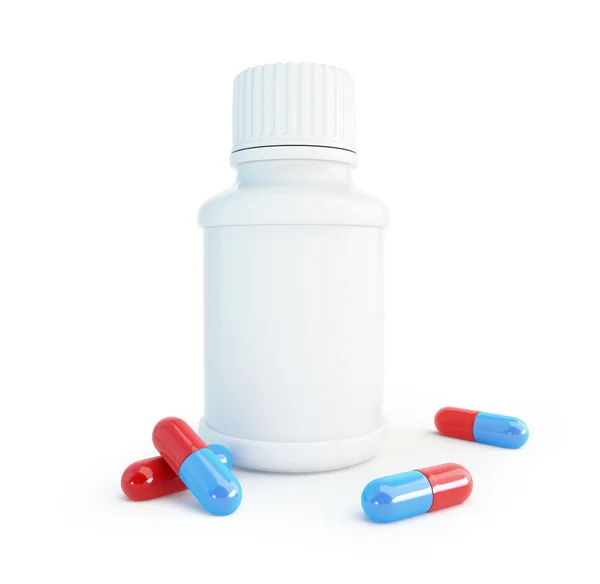 White plastic medical container for pills — Stock Photo, Image