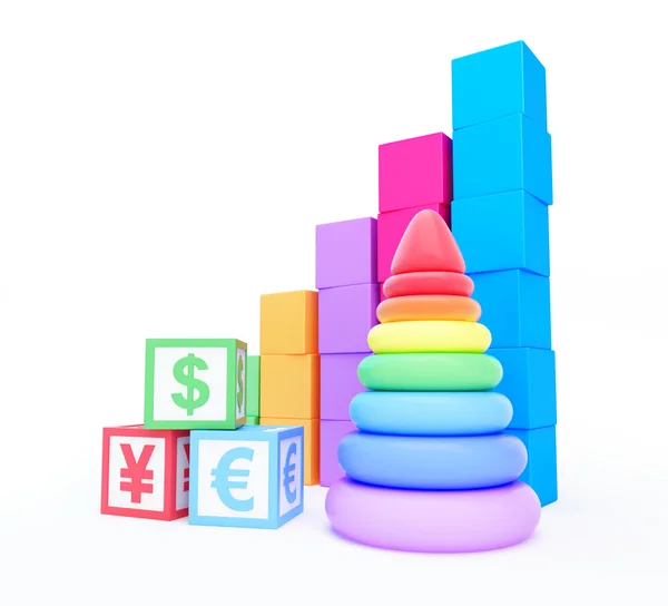 Alphabet cube finance sign pyramid toy — Stock Photo, Image