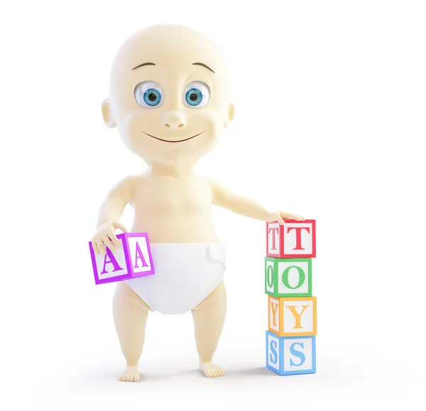 Bébé blocs d'alphabet 3d sur un fond blanc — Photo