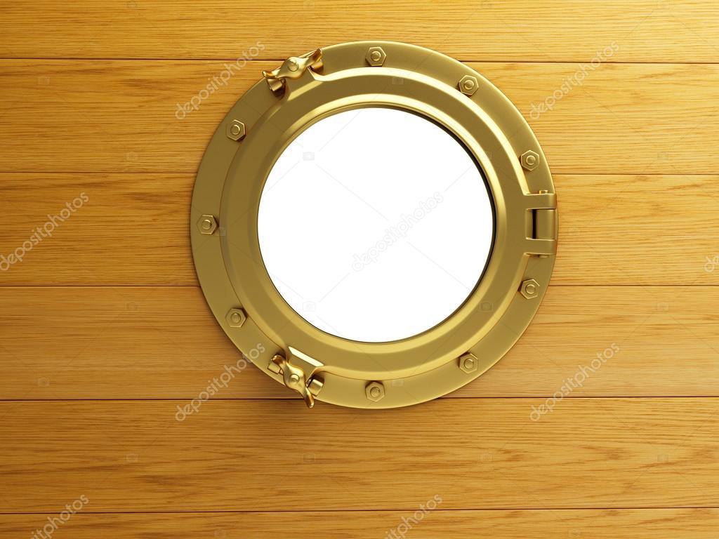 Porthole gold wood