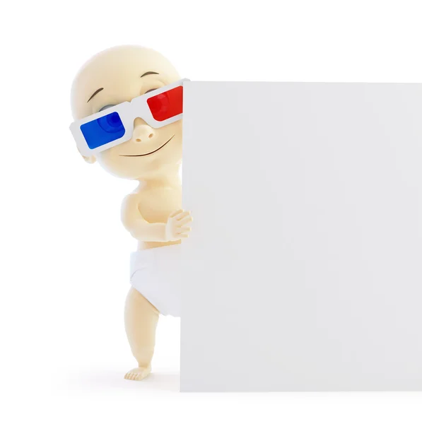 在白色背景上的宝宝 3d 空白 — 图库照片