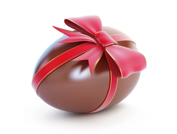 Chocolate egg with bow — Stock Photo, Image