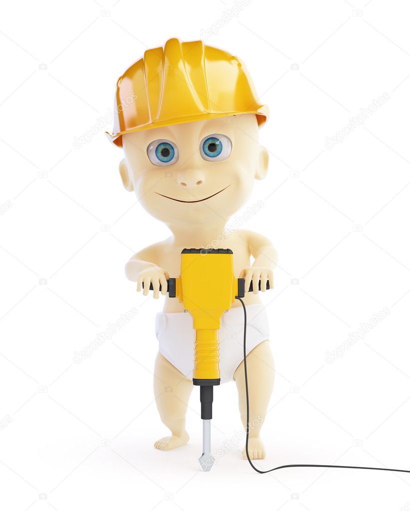 3d baby jackhammer construction helmet