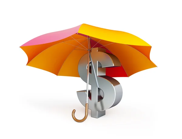 Dollar sign under umbrella — Stock Photo, Image