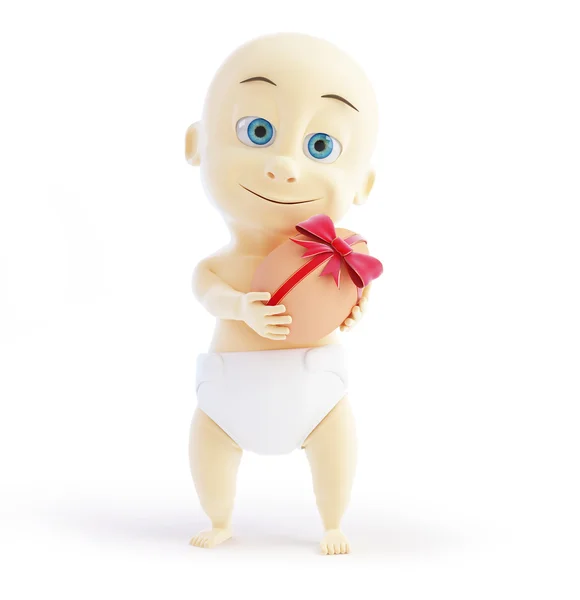 Bambino regalo uovo 3d Illustrazioni su sfondo bianco — Foto Stock
