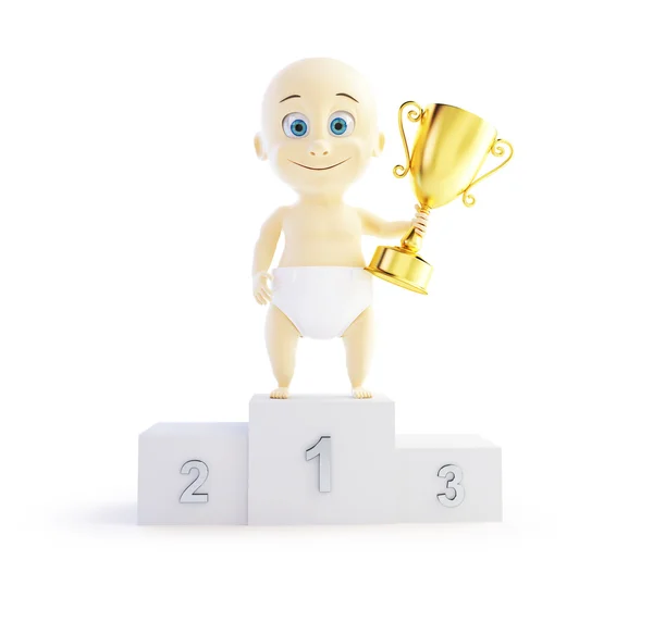 Baby trophy cup 3d ilustrace na bílém pozadí — Stock fotografie