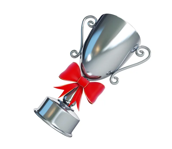 Gift silver trophy cup 3d Illustrations on a white background — Stock Photo, Image