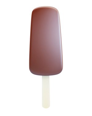 Çikolatalı dondurma. Beyaz arka planda 3D Illustrations.