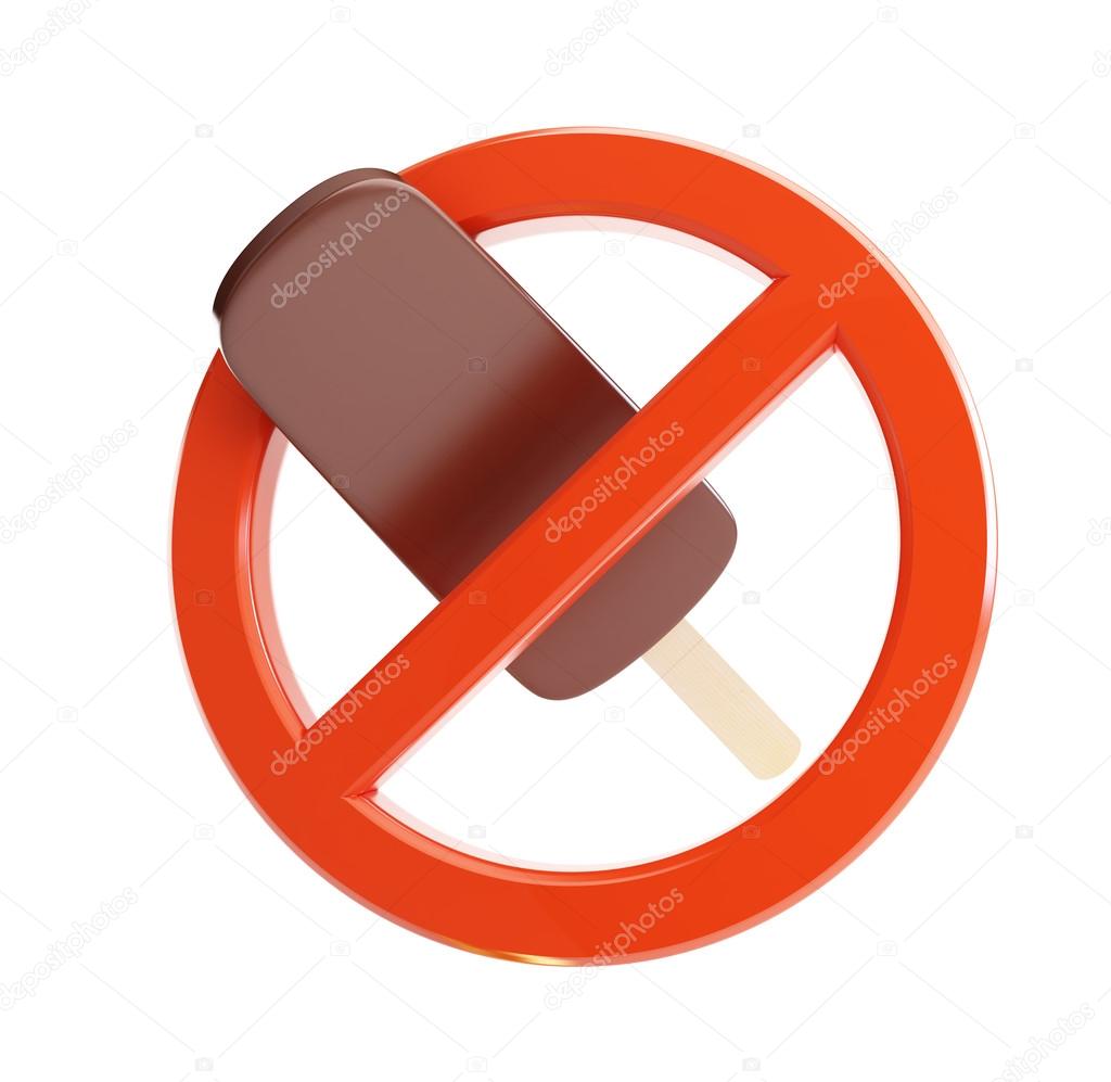 sign ban on ice cream 3d Illustrations on a white background