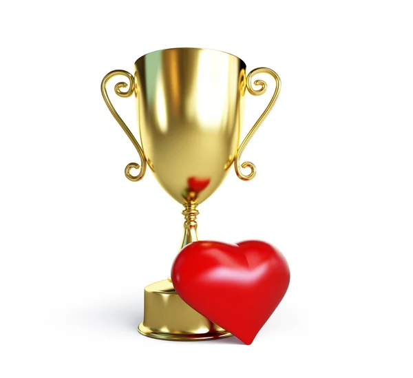 Trophy cup heart 3d Illustrations on a white background — Stock Photo, Image