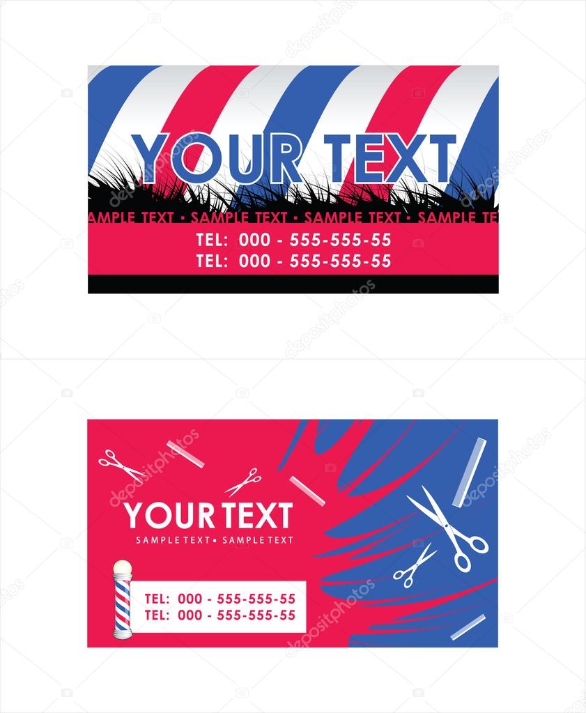 Barber Pole business cards . Vector illustration Stock Vector Image by