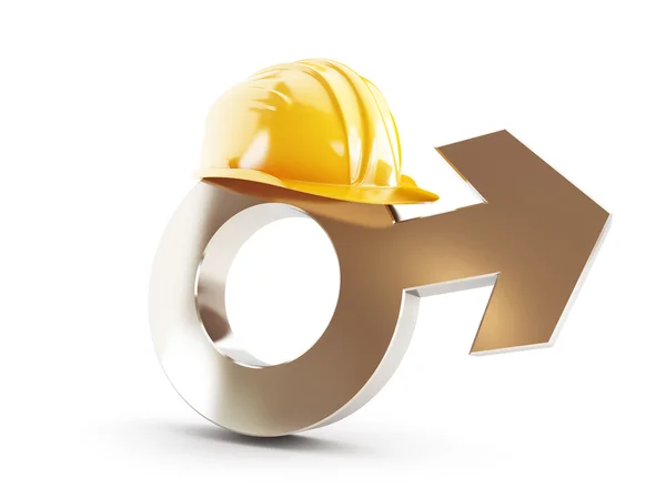 Work for men, symbol man construction helmet — Stock Photo, Image