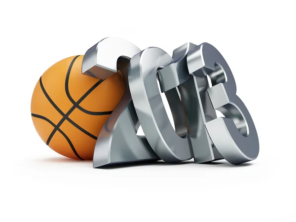 Bola de basquete 2013 em um fundo branco — Fotografia de Stock