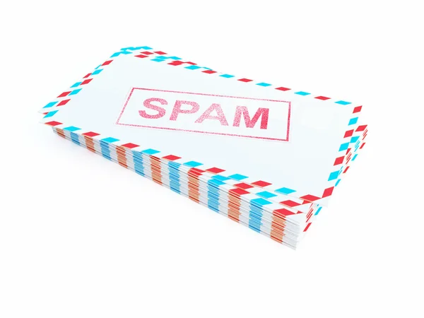 Postal letters with a spam on a white background — Stock Photo, Image