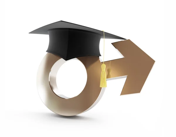 Boys' school. graduation cap, sign me on a white background — Stock Photo, Image