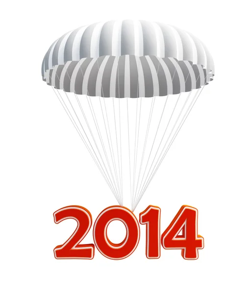 Ano novo de paraquedas 2014 isolado em um fundo branco — Fotografia de Stock