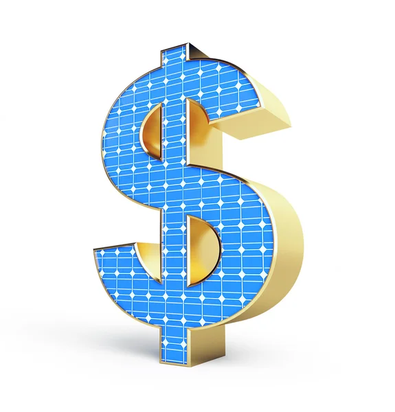 Zonnepaneel dollarteken op een witte achtergrond — Stockfoto