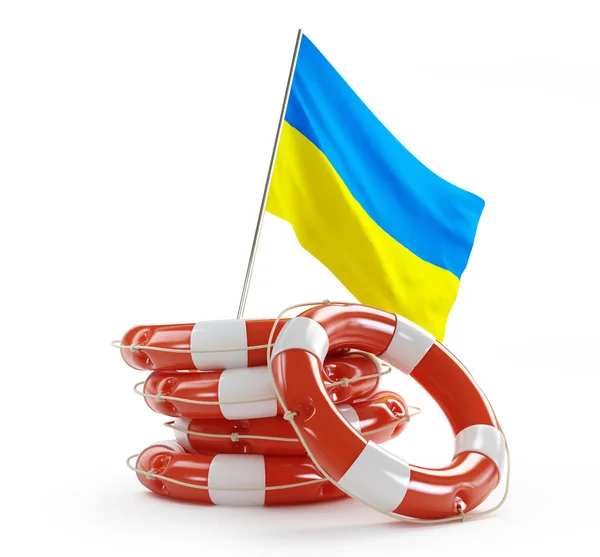 Union européenne et drapeau ukrainien — Photo