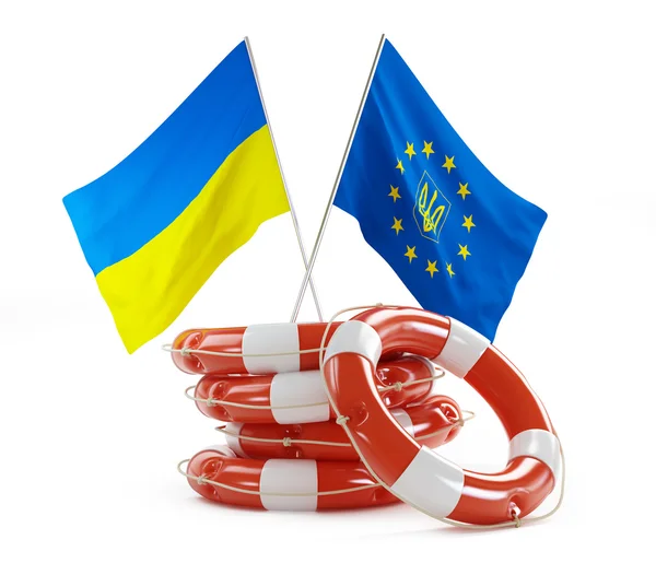 Vlajka Evropské unie a Ukrajiny — Stock fotografie