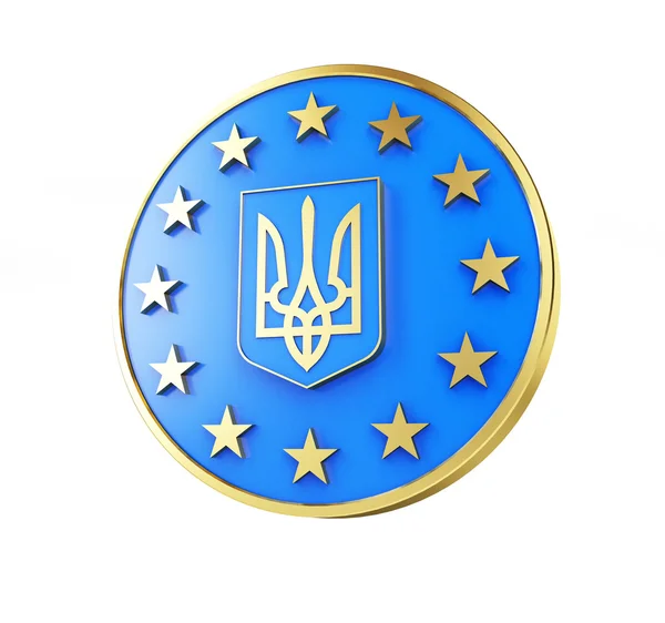 Emblem of Ukraine Flag of Europe — Stock Photo, Image