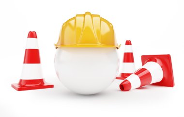 yol koni hardhat beyaz zemin üzerine