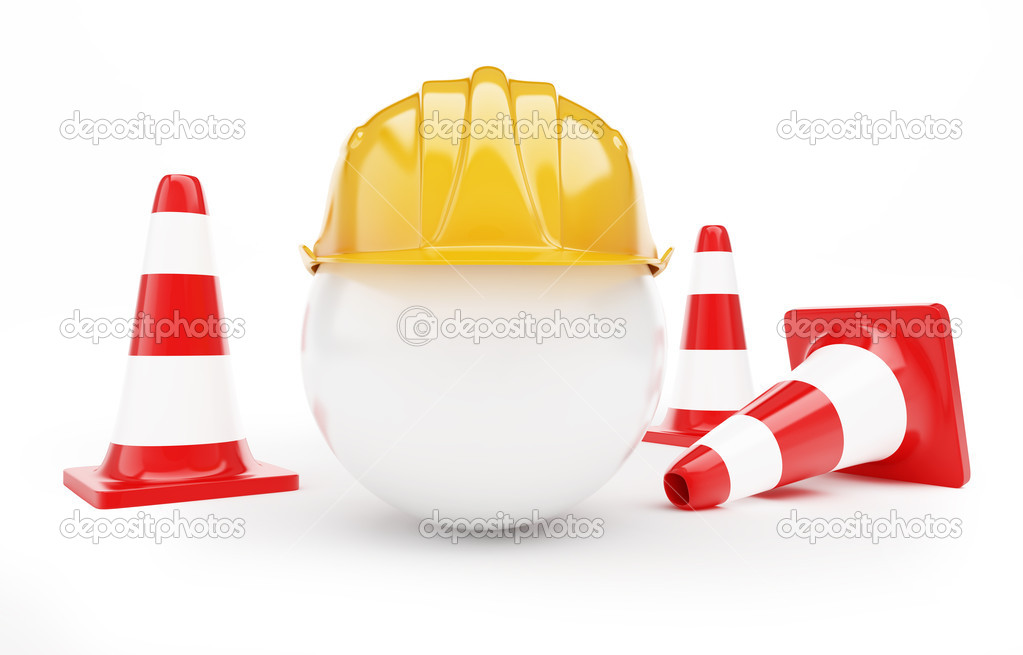 road cone hardhat on a white background
