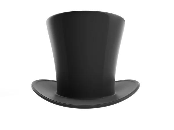 Chapéu superior preto no fundo branco — Fotografia de Stock