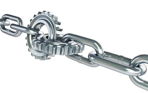 Chain links machine gear on a white background — Stock Photo, Image