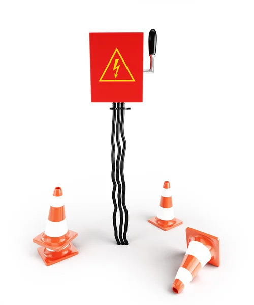 Road cone Electrical panel on a white background — Stock Photo, Image