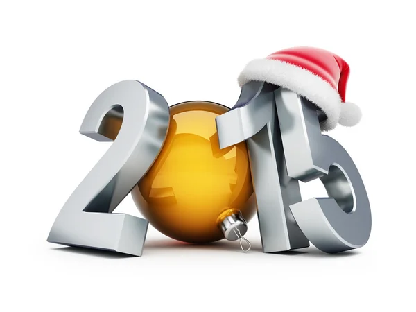 Feliz ano novo 2015 santa hat 3d ilustrações em um backgr branco — Fotografia de Stock