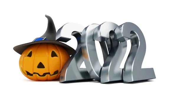 Helloween 2022 Auf Weißem Hintergrund Illustration Rendering — Stockfoto