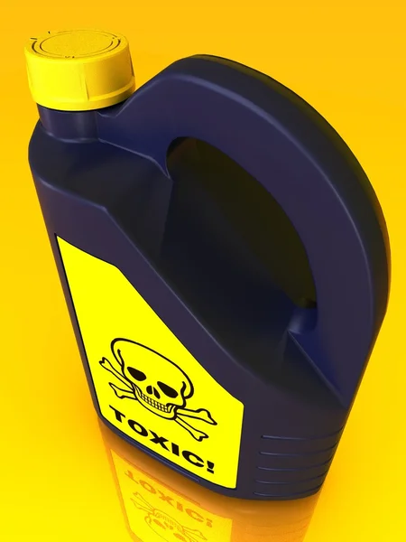 Jerrycan of poison on a yellow background — Stock Photo, Image