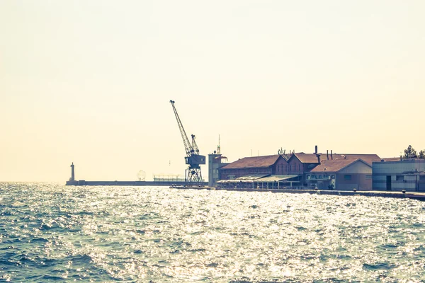 Commercial docks with cranes