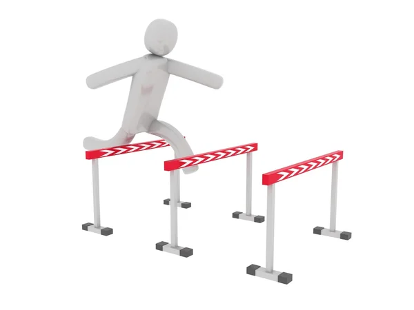 Gray man jumps over the barriers — Stock Photo, Image