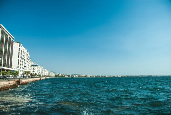 Główny widok na nabrzeże w Salonikach — Zdjęcie stockowe