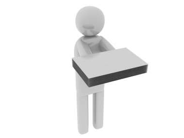 kağıtları ile gri adam