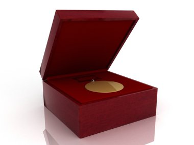 Kırmızı hediye kutusu'nda altın madalya