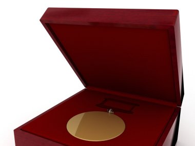 Kırmızı hediye kutusu'nda altın madalya