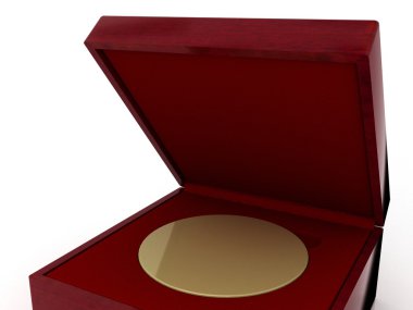 Kırmızı hediye kutusu'nda altın madalya