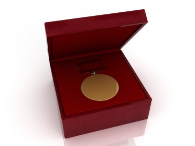 Kırmızı hediye kutusu'nda altın madalya