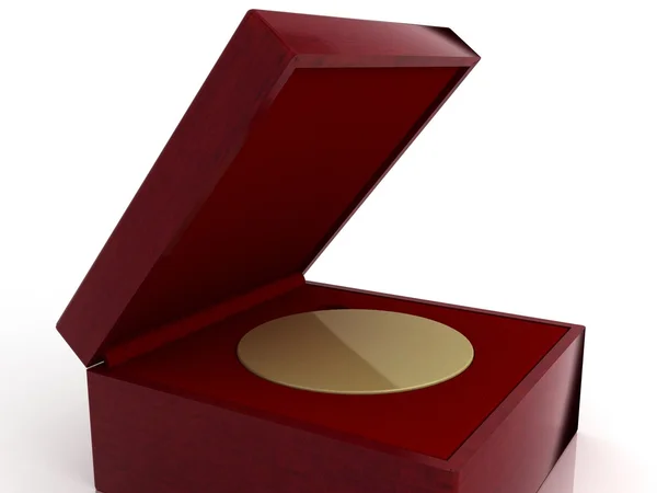 Guld-medalj i röd presentask — Stockfoto