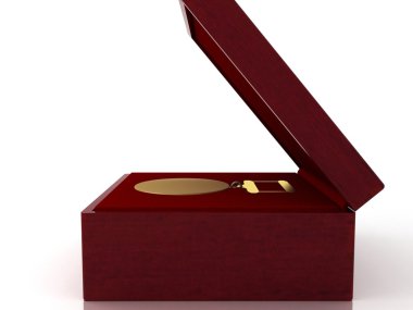 Kırmızı hediye kutusu'nda altın madalya