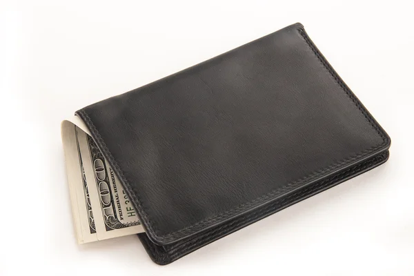 US dollars in a black wallet isolated on white — Stock Photo, Image