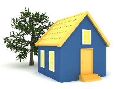 ağaçlar ile küçük ev