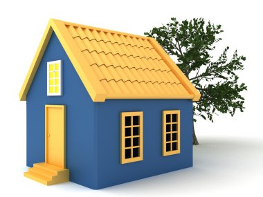 ağaçlar ile küçük ev