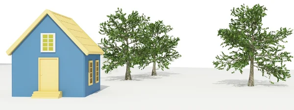Petite maison avec arbres — Photo