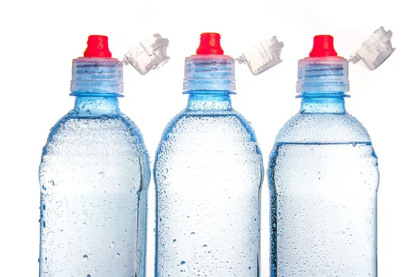 Plastic bottle of drinking water isolated on white — Stock Photo, Image