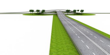 kavşak ve karayolları üzerinde beyaz izole