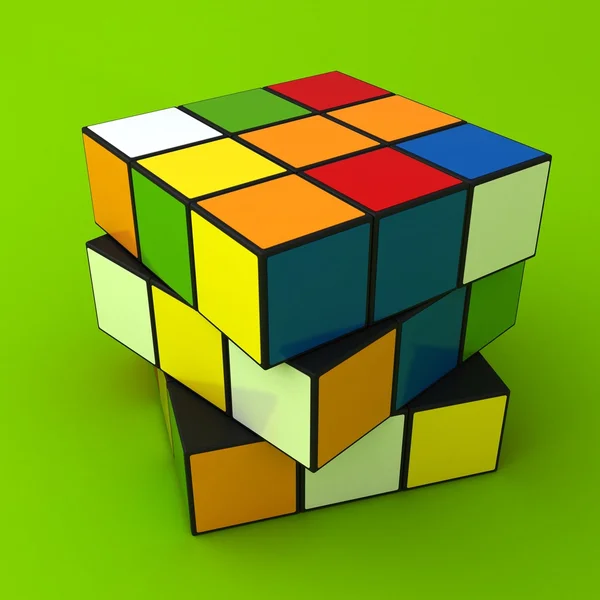 Illusztráció: multi színes puzzle kocka — Stock Fotó
